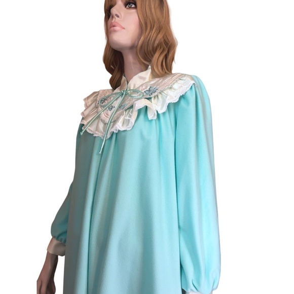 Vintage Apostrophe Fleece Dressing Gown Robe House Dress Coat ½ Front Zip Plush - Picture 5 of 16